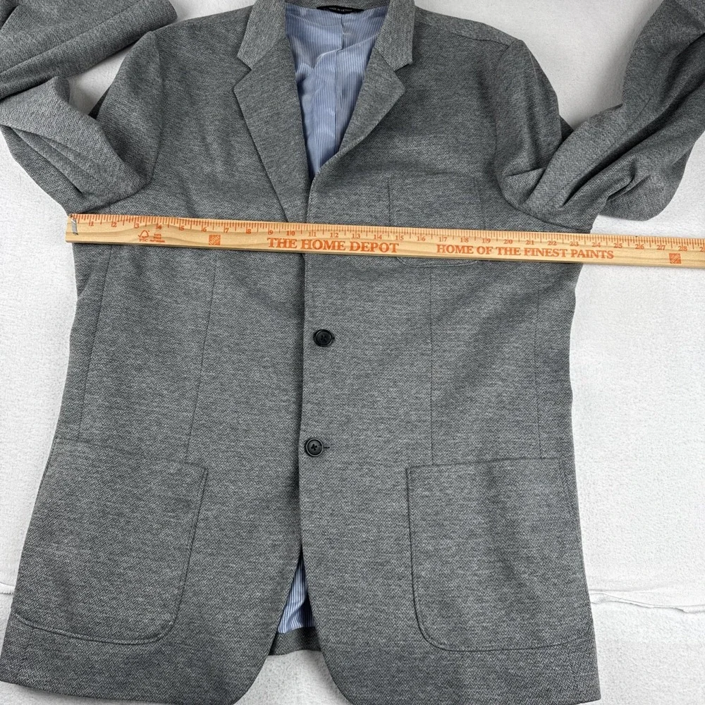 Banana Republic Mens Tailored Slim Fit Knit Blazer 46L Gray Preppy Office